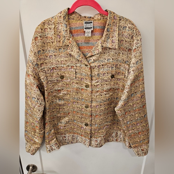 Gold Brocade - Christine Thomson Modern Jean Style Jacket - NWOT - L - Picture 1 of 11